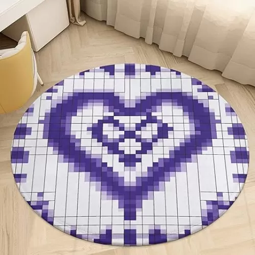 Area Rug Round Floor Mats Non-Slip Chair Pad Furniture Pad Floor Carpet for Living Room Floor Protector Door Mat for Recliners Bedroom Dining Room Entryway, 90*90cm, Many Heart Shapes