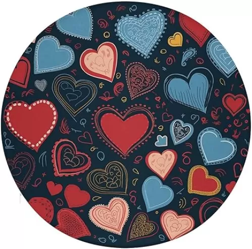 Chair Seat Covers Round Chair Covers Washable Seat Slipcovers Arious Heart Shapes Cushion Cover Removable Cushion Slipcover for Dining Chairs Chair Protectors Cover for Home Kitchen
