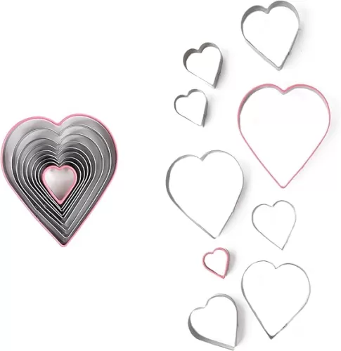 Cookie Cutter Kingdom, Cookie Cutter Set, Cookie Mold for Cakes Biscuits and Sandwiches (Heart 9 Pack)
