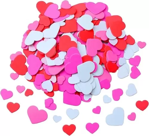 Cooraby 600 Pieces Heart Foam Stickers Self-Adhesive Heart Shaped Craft Stickers for Valentine's Day, Wedding Decoration or Card Making