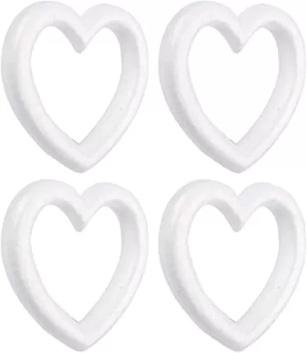 Crafare 9 Inch Craft Foam Heart 4 Pack Polystyrene Foam Wreath for Wedding or Valentines Projects Sculpture Modeling Decoration DIY Arts Arrangement