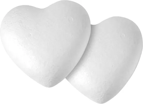 Crafare 9 Inch Craft Foam Hearts 2 Pack Polystyrene Heart Shaped Foam for Wedding Valentine's Projects Sculpture Modeling Decoration, DIY Arts, Arrangement White