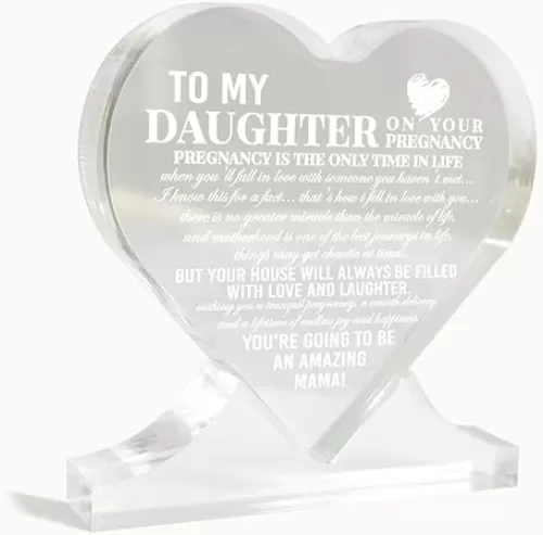 Daughter Pregnancy Gift, Heart-Shaped Acrylic Sign, To My Daughter Gift, Acrylic Heart Decor Sign, Acrylic Heart Gift, Gift for Mom to Be, Gift for Expecting Mom, Christmas Gift Pregnant Daughter