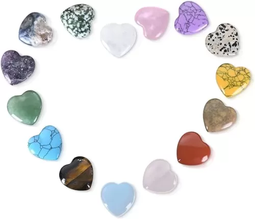 Ditind 15PCS Mixed Color Heart Healing Crystals – Handcrafted Gemstones for Meditation, Chakra Balancing, Energy Healing & Witchcraft, Crystals and Healing Stones for Positive Vibes