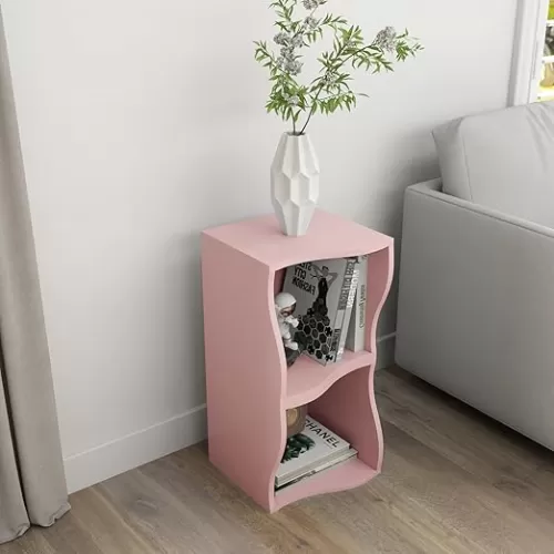 Double Layered Independent Storage Rack, Full Circular Color Blocking Bookshelf, Suitable for Home, Office, Living Room, etc (Pink, 11.81x24.41x12.4)