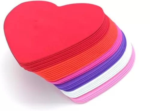 EVA Foam Heart Shape DIY Craft Set for Valentine/Mother's Day, Party Decorations， 6 Colors(Pink, Red, Orange, White, Purple，Rose-red)-6 inch 35PCS