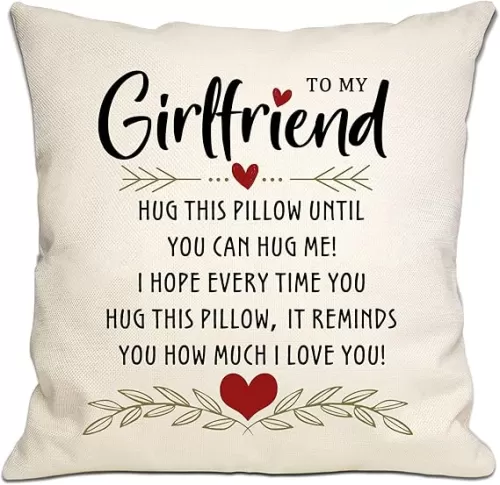 Girlfriend Gift from Boyfriend Romantic Hug Throw Pillow Cover I Love You Reminder Gift for Girlfriend Gift for Her Birthday Valentine