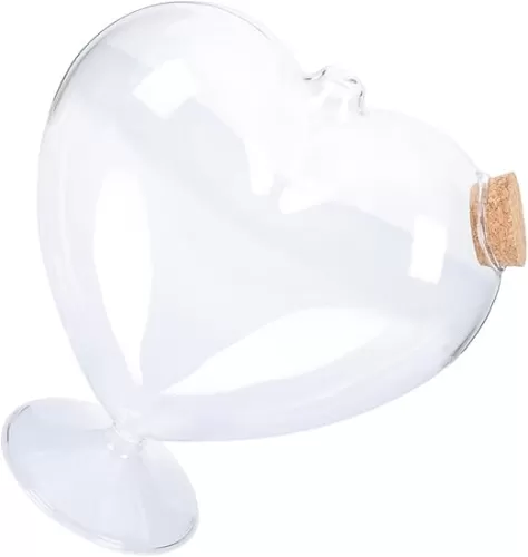 Glass Wishing Bottle Wooden Cork Heart Shape Jar Decorative Storage Bottle for Diy