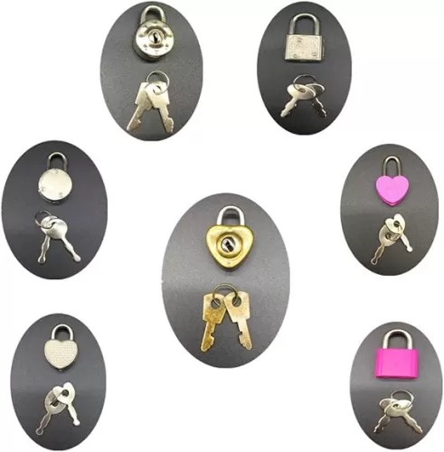 Guaishou Mix Color Style Mini Heart Luggage Locks Padlocks Archaize Lock with Keys Pack of 7pcs