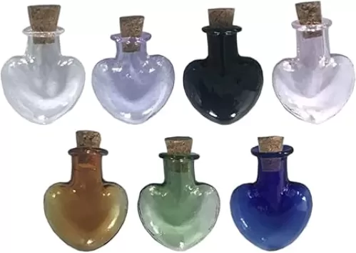 Happyyami 7pcs Heart Shaped Wishing Bottle Containers with Lids Small Jars Witchy Gifts Transparent Bottle Mini Bottles Spell Jars Bottles with Cork Mini Jar Glass Charm Wedding