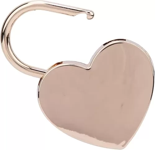 Heart Shaped Lock, Metal Love Lock for Bridge, Mini 1.8 x 2.3in Heart Padlock Set with Key for Diary Book, Storage Box, 1Pcs (Rose Gold)