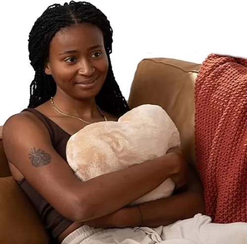 Heart to Hug Pillow in Latte | 5 lb Cozy Weighted Pillow for Self Care Ultra Soft Sensory Heart Shaped Pillow for Comfort, Relaxation, Sleep - Thoughtful Gift for Adults and Teens