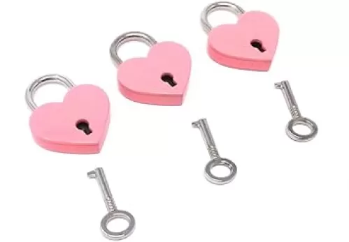 Honbay 3pcs Lovely Pink Heart Shape Padlock with Keys