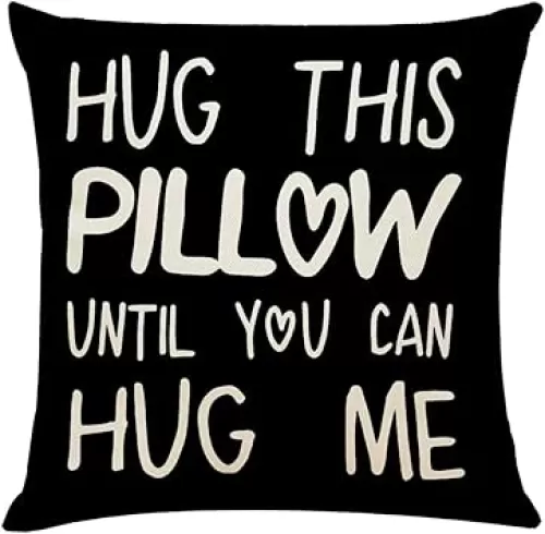 Hug This Pillow Until You Can Hug Me Lover Couple Sweetheart Present Sweet Sayings, Decorative Throw Pillow Case 18x18 Inches, Boyfriend Girlfriend Birthday Gifts，Valentine