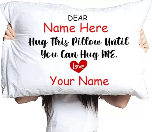 Hug This Pillow Until You can me Personalized Pillowcase Long Distance Relationship Gift Boyfriend, Girlfriend Love Friendship Gift, Miss Granddaughter, Grandson, Daughter, Son, Standard Size