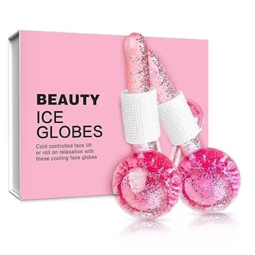 Ice Globes for Face 2Pcs–Enhancing Daily Beauty with Ice Globes for Facials, Skin Tightening & Anti-Aging–Perfect Ice Globes for Reduction of Puffiness & Wrinkles of Face, Neck & Eyes–Pink