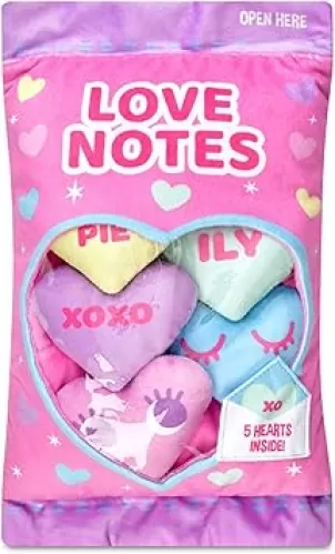 iscream Valentine Love Notes Candy Hearts with Sayings Fleece Play Pillow Set