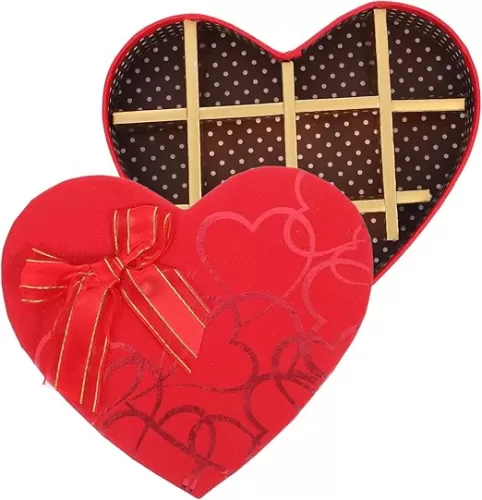 LABRIMP Heart Shaped Box with Lid Compartment Elegant Red Candy Packaging for Valentine