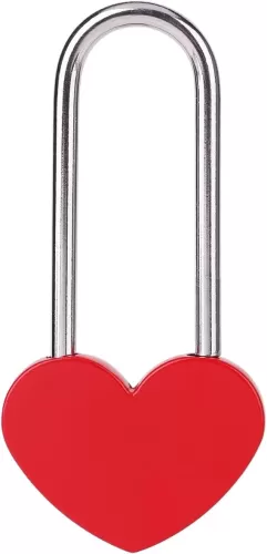 Love Lock Heart Padlock, Light Weight Aluminium Single Red Heart Wish Lock for Lovers Couple Friends Valentine's, Anniversary, Travel, Gift (No Key) (Red, Aluminium)