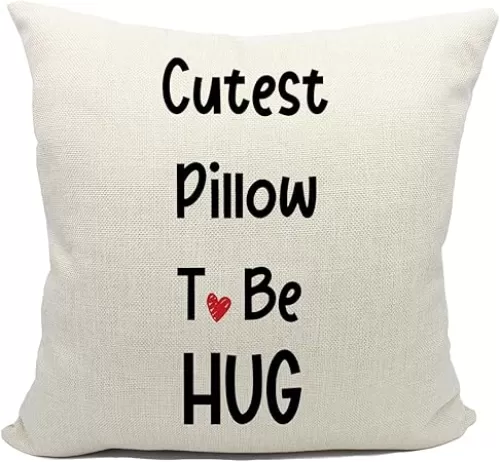 Mancheng-zi Hug This Pillow Until You Can Hug Me Pillow Cover 18x18, Hug, Boyfriend Girlfriend Birthday Gifts, Long Distance Relationship Gifts