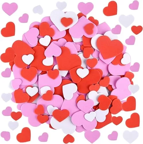 MIAHART 300 Pcs Valentine's Day Heart Foam Stickers Self Adhesive Mixed Color Heart Shape Stickers for Valentine's Day Decoration Wedding Supplies and Art Craft (Style 1)