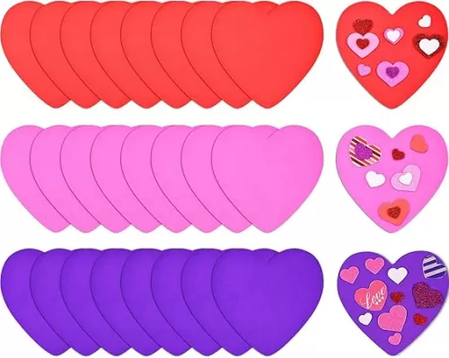 MixTeach 48 Pieces Valentine Hearts Foam Cutouts 2-Sided 6 Inch Large Heart Crafts Foam Heart Shapes for DIY Crafts, Bulletin Boards, Classroom Decor, and Posters, Teacher Supplies 3 Vibrant Colors