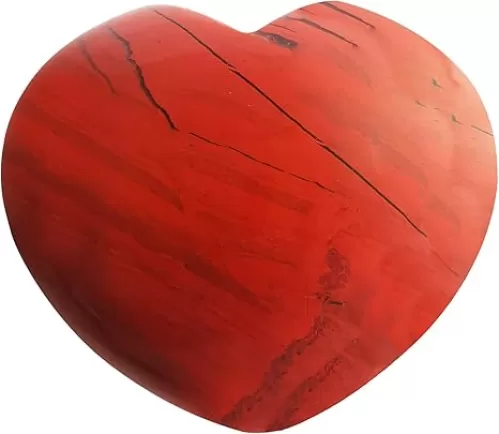 Natural Red Jasper Heart Love Chakra Stone, Polished Palm Crystals and Healing Stone (1.8 Inch)