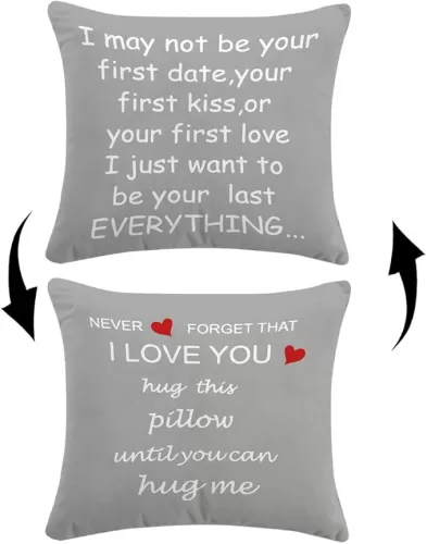 Never Forget That I Love You HUG This Pillow Until You Can HUG Reversible Decor Throw Pillow Case Decor for Home Bedroom, 18