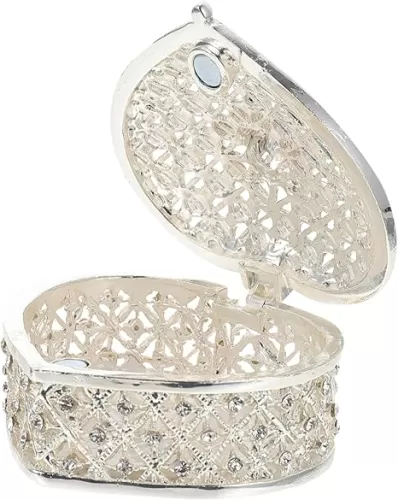 NOLITOY Elegant Silver Heart-shaped Necklace Box Decorative Jewelry Storage Box for Earring Case