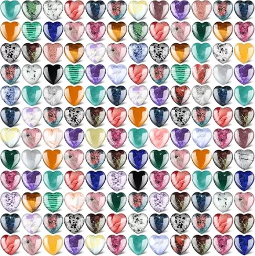 Nuenen 200 Pieces Valentine Heart Shaped Crystal Bulk 0. 8 Inch Worry Stones Valentine Mother