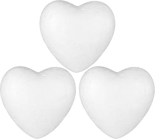 NUOBESTY 3Pcs Foam Heart Balls Foam Heart Crafts Modelling Foam Balls Heart Shape Foam Balls for Sculpture Modeling DIY Arts and Crafts Xmas Painting Ornaments