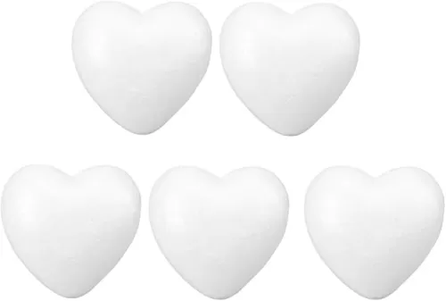 NUOBESTY 5pcs White Foam Heart Balls for DIY Crafts and Decorations Polystyrene Hearts for Valentine Day Weddings Showers and Festive Occasions