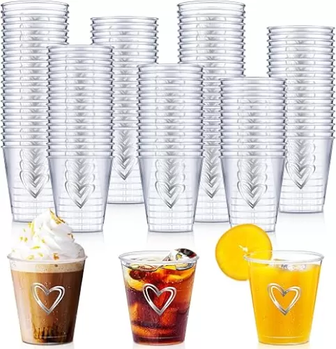 Nuogo 100 Pcs wedding shot glasses shot glasses bulk 2 oz Disposable Shot Glasses Bulk Clear Plastic Love Heart Shot Small Tasting Cups for Guests Wedding Holiday Party Restaurant Kitchen