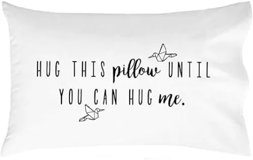 Oh, Susannah Hug This Pillow Until You Can Hug Me Pillowcase - Long Distance Relationship (Black, 20 x 30)