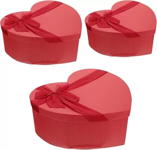 OHPHCALL 3Pcs Red Heart Shaped Candy Boxes Portable Party Favor Holders for Anniversaries Birthdays Valentine Day Year Celebrations Lightweight and Durable Packaging