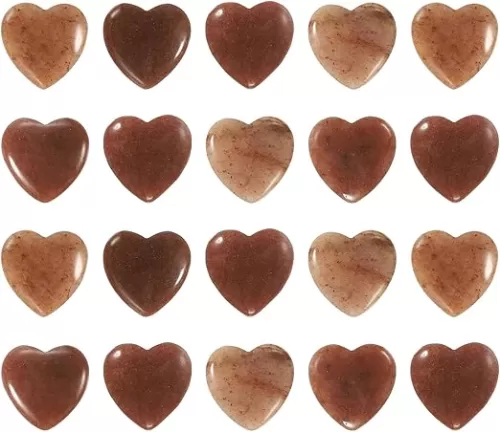 PATIKIL Heart Crystals Stone, 20 Pcs Natural Crystal Polished Love Gemstone Rose Quartz Pocket Bulk Set Balancing Meditation Gifts for Mother Women Birthday, Brown Purple
