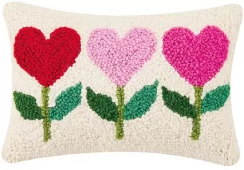 Peking Handicraft - Heart Flowers Hook Pillow 8x12 - 30RN96C12OB