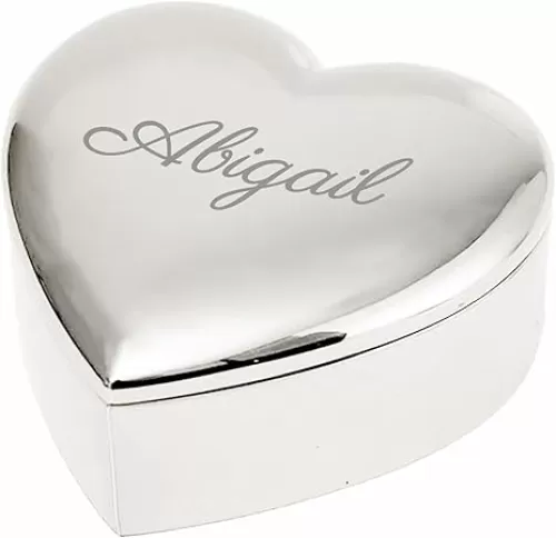 Personalized Metal Jewelry Keepsake Box Custom Name Initials - Customized Heart Shaped Jewelry Gift Box for Daughter Mom Sister Friend, for Graduation Mothers Day Birthday Wedding Christmas