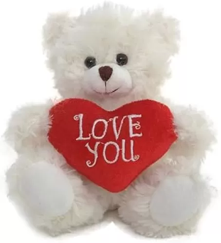 Plush Stuffed Animal Cream Heart Bear – Love You Bears- Toy for Kids & Adults Valentine