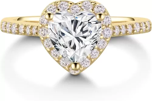 Promise Rings for Her，1.12 Carat Engagement Rings for Women，Moissanite Rings Heart-Shaped with 18K White Gold Plated 925 Sterling Silver