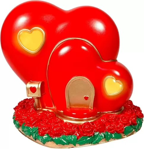Rileryan Red Heart Figurine Statue Decor Valentine Resin Figurines Love House for Table, Mantel, Shelf, Home Decor Romantic Anniversary Wedding Valentines Decor Gifts for Him Her