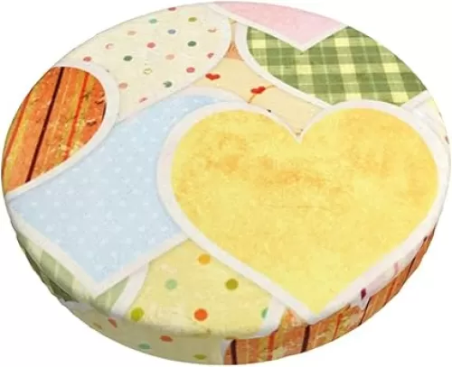Round Bar Stool Cover, Valentine Cute Hearts Washable Stretch Stool Cushion Cover Dustproof Chairs Stool Slipcover 14 inch