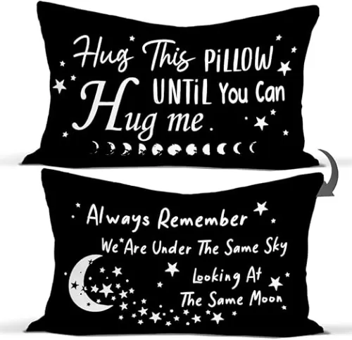 Rusenbao Hug Me Moon Pillow Covers - Girlfriend Boyfriend Remember Me Gifts, Decorative Pillows Cover for Bed, Valentine