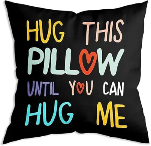 RYKEEN Hug This Pillow Until You Can Hug Me Throw Pillow Cover 18x18 Inch Valentine