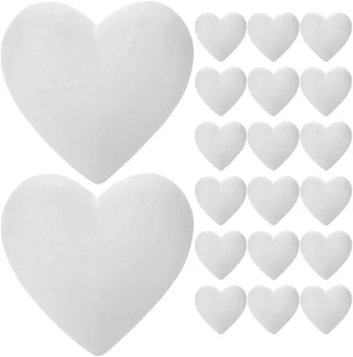 SEWACC 20Pcs 8.5CM Heart Foam Balls Smooth Polystyrene Craft Foam Hearts for Valentine's Day Wedding Party Decorations