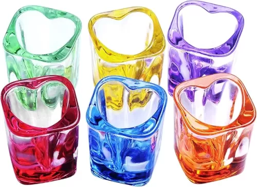 Shot Glasses, 2oz Heavy Base Shot Glasses Sets of 6/Heart Shaped Shot Glasses/Rainbow Shot Glasses/Square Shot Glasses/Espresso Shot Glasses/Bulk Shot Glasses