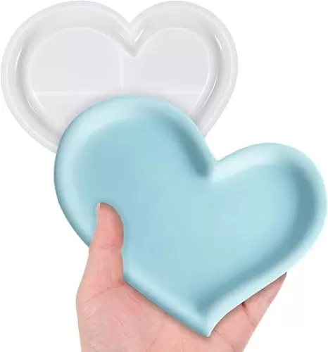 Silicone Molds for Resin Heart Shape Plate Mold Large Heart Resin-Molds Large for Flowers Preservation Epoxy Resin Molds for Furniture Decoration, DIY Wedding Bouquets, Home Decors (Heart)