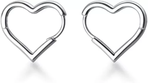 SLUYNZ Solid 925 Sterling Silver 1.6CM Heart Hoop Earrings for Women Teens Minimalist Hoop Earrings Sweet Love Heart Earrings