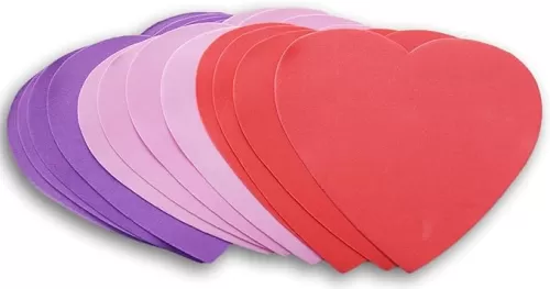 Soft Heart Shapes Foam 12 Pc Cutouts - 8 Inches - Classroom Pack Valentine’s Day Crafts