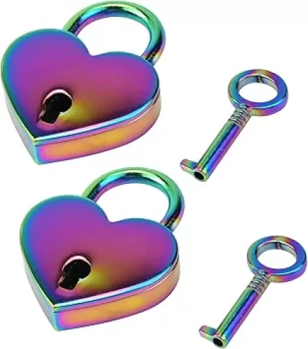 T Tulead Heart Shape Padlock Mini Padlocks Zinc Alloy Locks Notebook Locks Colorful Padlock Pack of 2 with Keys